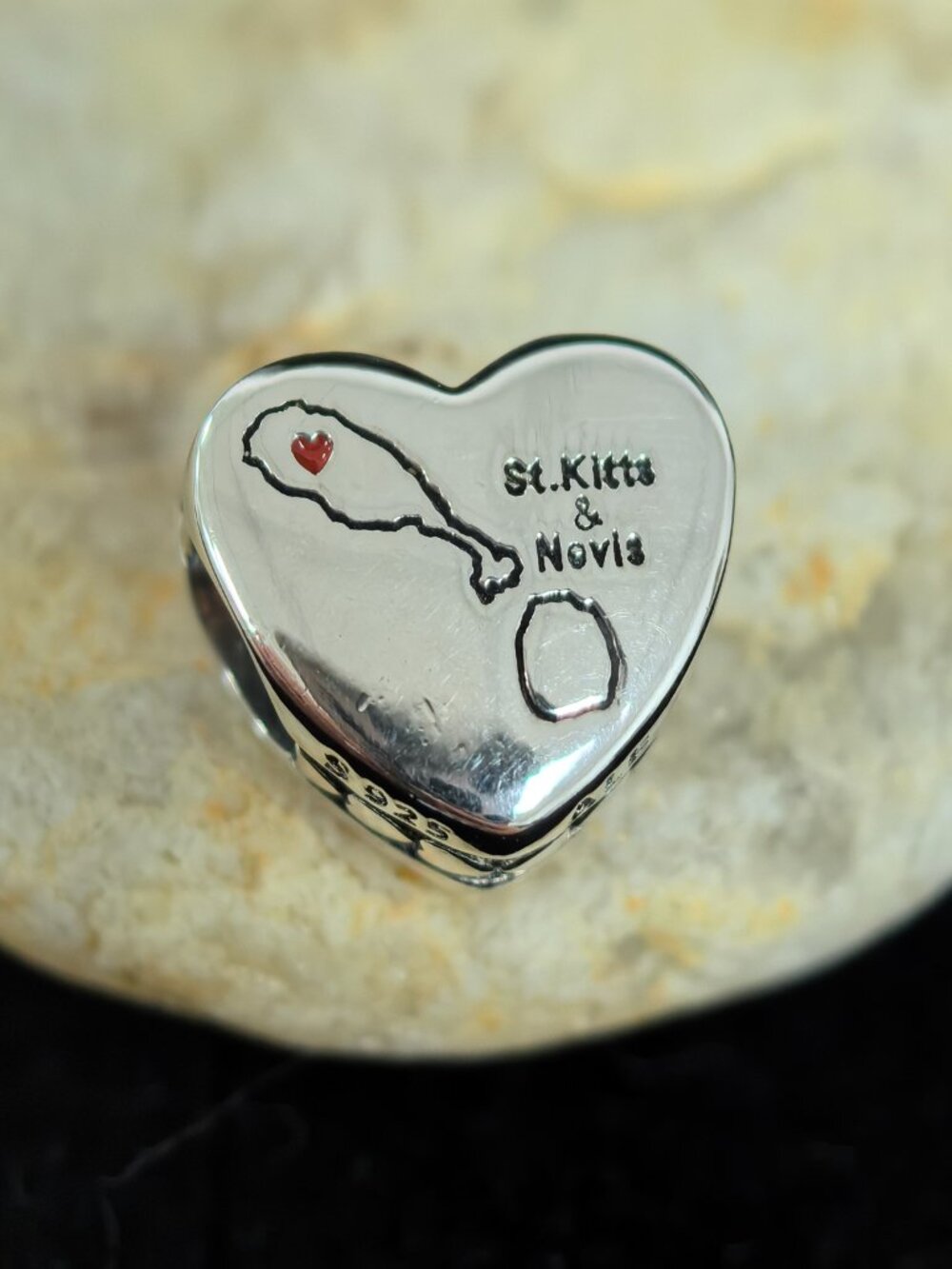 Pandora Sk.Kitts & Novis Exclusive Travel Heart Charm, S925 Silver Jewelry